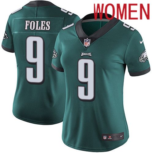 Women Philadelphia Eagles 9 Nick Foles Nike Midnight Green Vapor Limited NFL Jersey